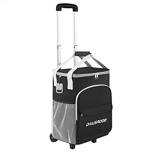 DAUSROOB 2 in 1 Portable Beverage Cooler with Wheels Roller Bag Leak Proof Trolley