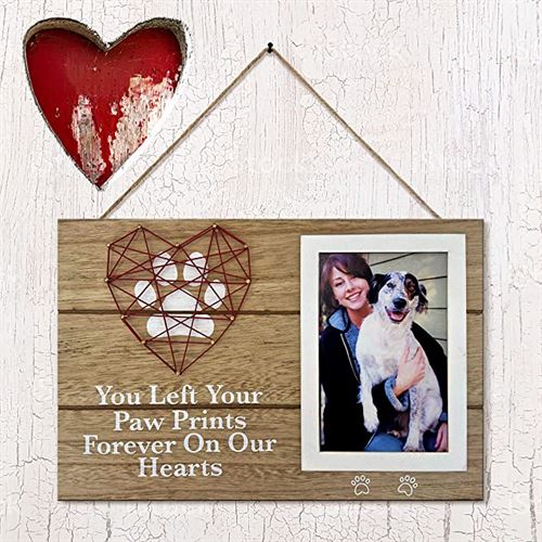 VILIGHT ilight Dog and Cat Memorial Gifts - Paw Prints Sympathy Picture Frame for Pet Loss - 4x6 Inches Photo