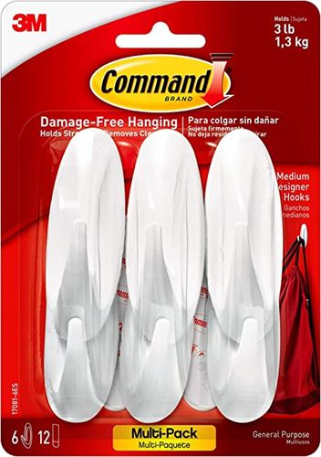 Command 3M Damage Free Medium White Designer Hooks