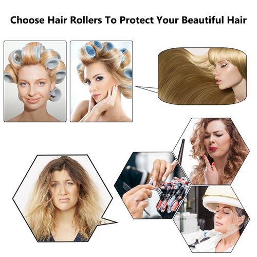 BEAUTIYAND Jumbo Hair Rollers Hair Curlers for Long Hair No heat with clips