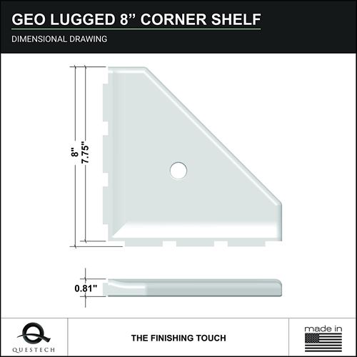 20.3 cm Corner Shower Shelf - Matte Gray Bathroom Organizer Geo Lugged for New Construction