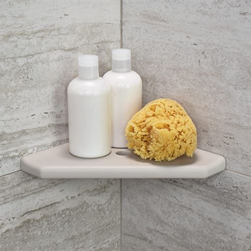 20.3 cm Corner Shower Shelf - Matte Gray Bathroom Organizer Geo Lugged for New Construction