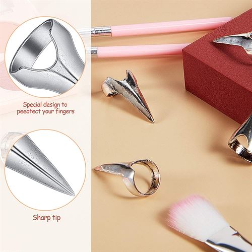 Retro 10 Pieces Nail Finger Cosplay Metal Ring for Hair Braiding Curling Styling Hair Extension