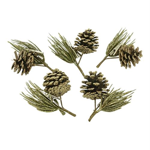 Pinecones with Silver Metal Clips Attached
