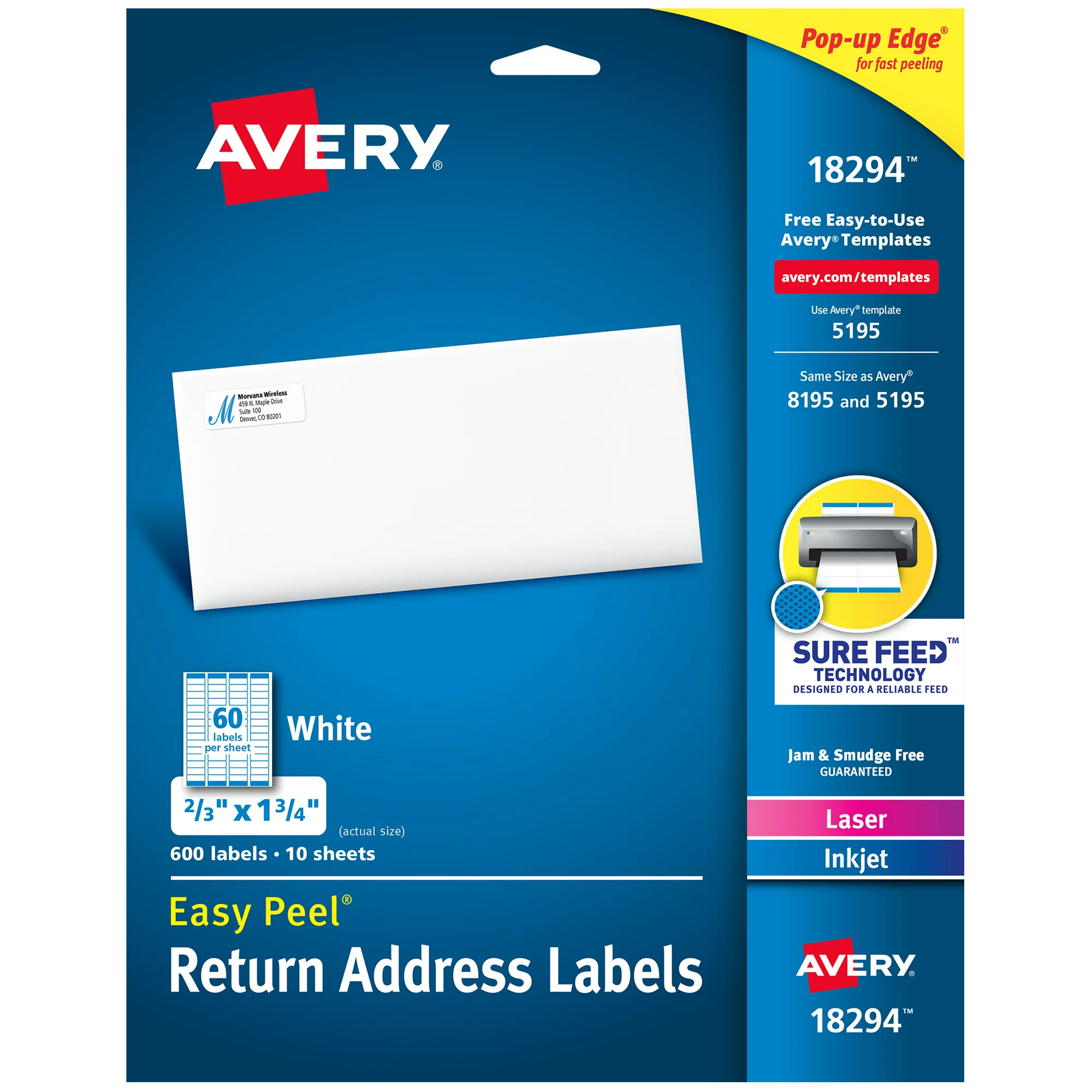 Avery Return Address Labels size 21.5x28 cm