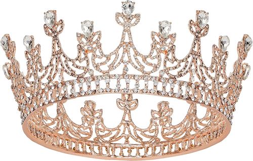 SWEETV Rose Gold Queen Crown for Women