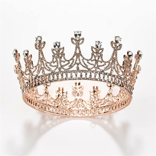 SWEETV Rose Gold Queen Crown for Women