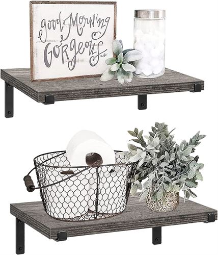 QEEIG Wall Floating Small Rustic Shelves, Set of 2