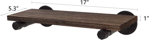 Mkono Floating Rustic Wooden Shelves with Industrial Pipe Brackets - Set of 2