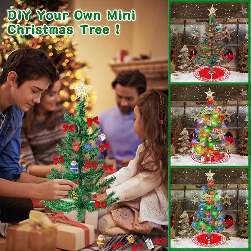 Minterest Small Christmas Tree, 61 cm Mini Christmas Tree with accessories