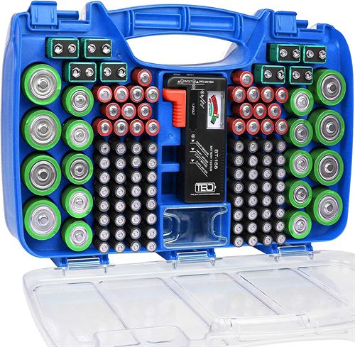 Battery Storage Organizer, The Battery Organizer Storage Case with Tester, Clear Battery Case, Battery Holder for 180 Batteries of Various Sizes
