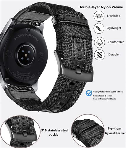 Olytop Galaxy watch 3 strap made of Premium Nylon with Leather