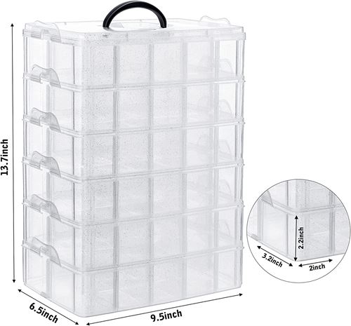 SGHUO 6-Tier Stackable Storage Container Box with 60 Adjustable Compartments