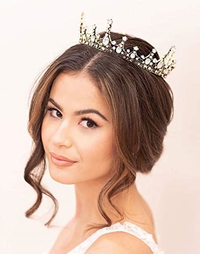 SWEETV Crystal Baroque Queen Crown