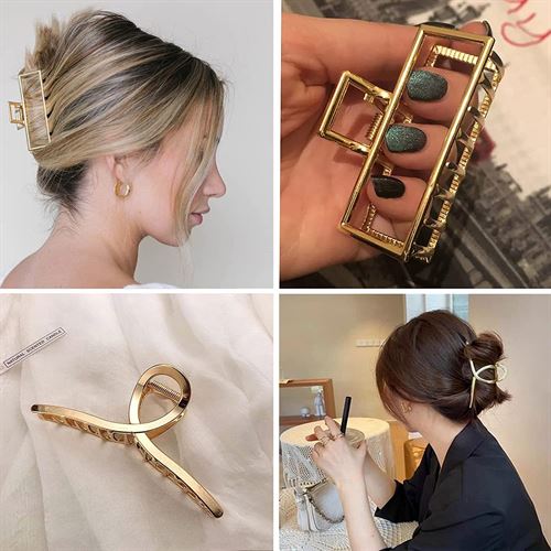 YUESUO 4.7 Inch Large Gold Metal Hair Clips for Women