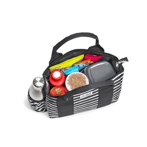 Fit & Fresh Sanibel Lunch Tote - Black and White Stripe