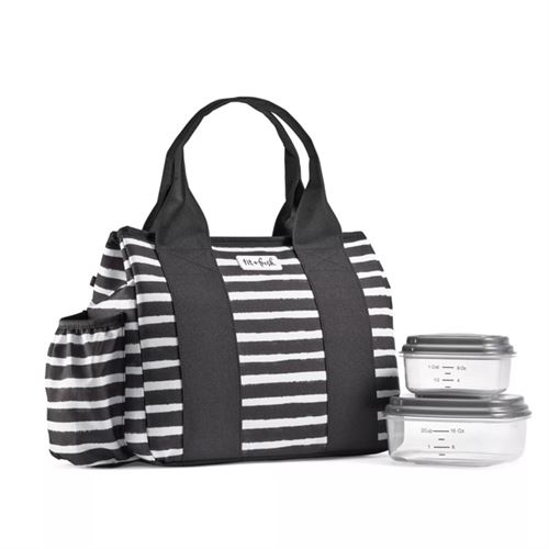 Fit & Fresh Sanibel Lunch Tote - Black and White Stripe