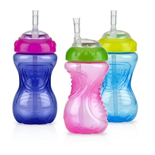 Nuby Active Sipeez Flex Straw Sippy Cup, 295 ml 3 Pack