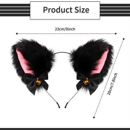 Cat Ears Headband, Cute Plush Neko Ears for Halloween Costume Party