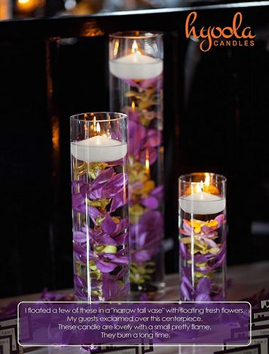 HYOOLA Premium White Floating Candles 1.75 Inch - 4 Hours