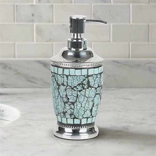 nu steel Iceberg Aqua Soap & body cream Dispenser made of high quality steel and studded with colored mosaics