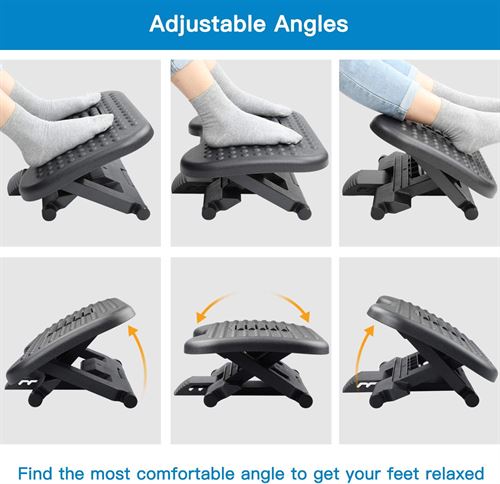 Ergonomic Footrest with 3 Height Positions, 30 Degree Tilt Angle Adjustment for Home and Office HUANUO