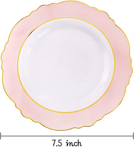 Baroque Pink & Gold Disposable Dessert/Salad Plates for Upscale Parties & Weddings