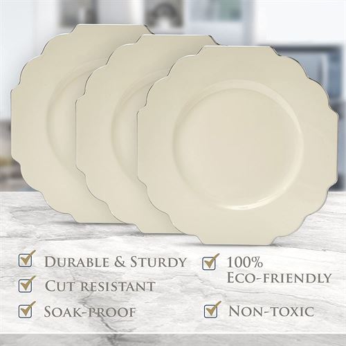 Silver Spoons 10  Premium Reusable Plastic Dinner Plates