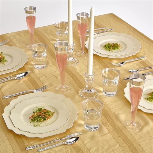 Silver Spoons 10  Premium Reusable Plastic Dinner Plates