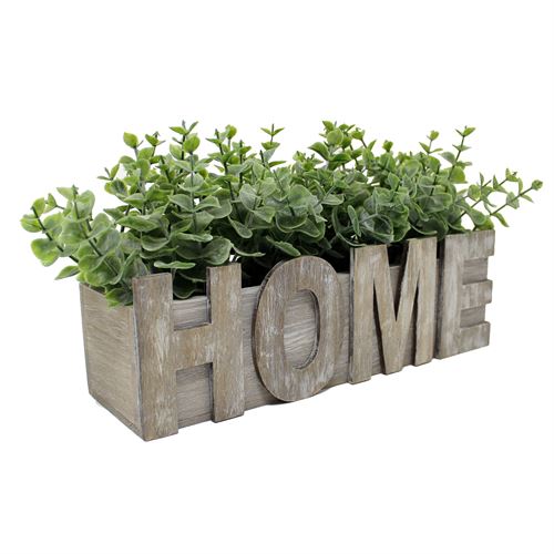 Mainstays 17.2 cm Artificial Eucalyptus Greenery Plant With Wood Box in Grey