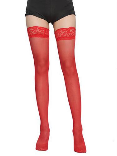 Women Sexy Socks Red Nylon Lace Hosiery Lingerie