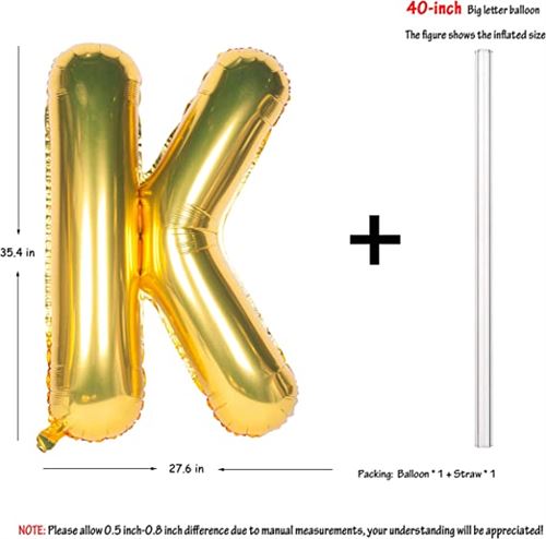 Letter Balloons 40 Inch Giant Jumbo Helium Foil Mylar for Party Decorations Gold K