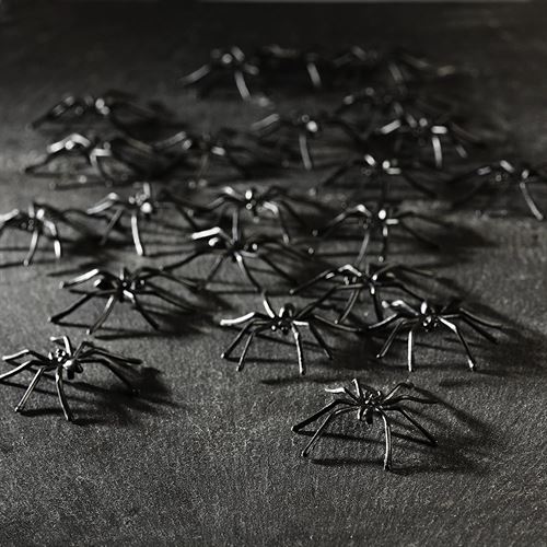 Pack of 24  Black Plastic Spiders for Halloween Decorations from Lights4fun