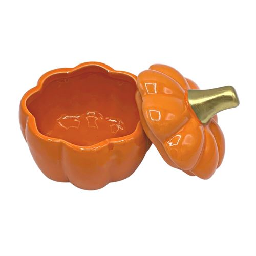 Home Gourmet Collection Orange Ceramic Pumpkin 8 cm Soup Bowl with Lid