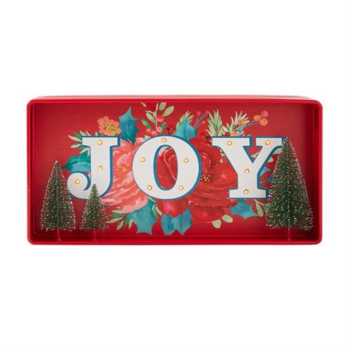 The Pioneer Woman Red Metal Light Up "Joy" Tabletop Sign