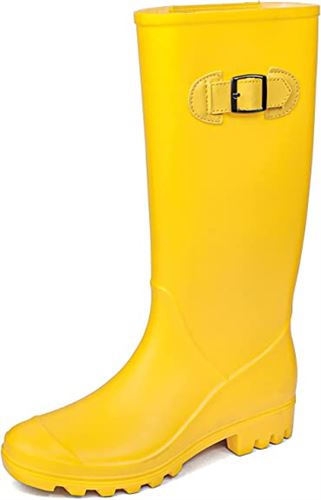 DKSUKO Women's Tall Rain Boots Waterproof  Wellington Rubber