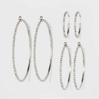 Crystal rhinestone earrings 3 pairs From ™ White Crystal