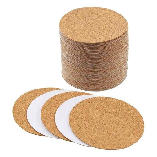 54pcs Self-Adhesive Cork Coasters Round Cork Mats Natural Wooden Slip Slice Cup Mat Backing Sheets For Home Bar Tableware Decor