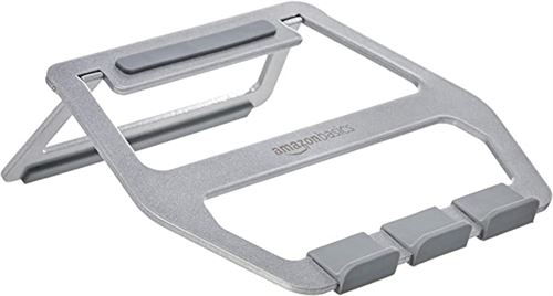 AmazonBasics Aluminum Foldable Laptop Stand for Laptops up to 15", Silver