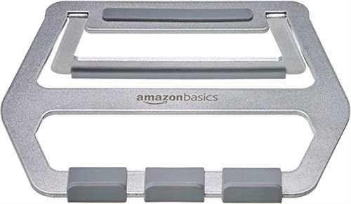 AmazonBasics Aluminum Foldable Laptop Stand for Laptops up to 15", Silver