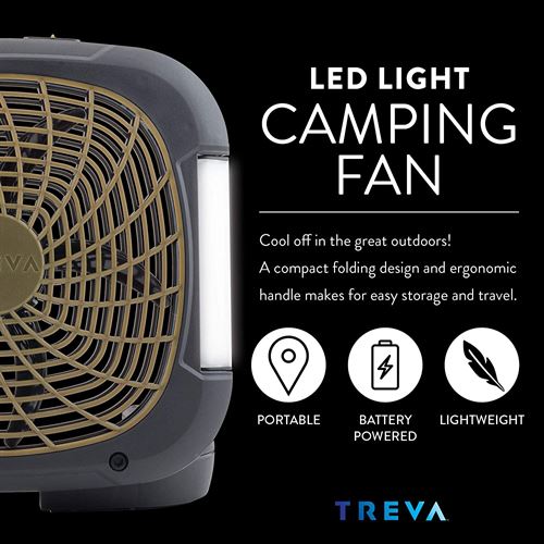 Treva 10" Portable Battery Powered Fan with Lights