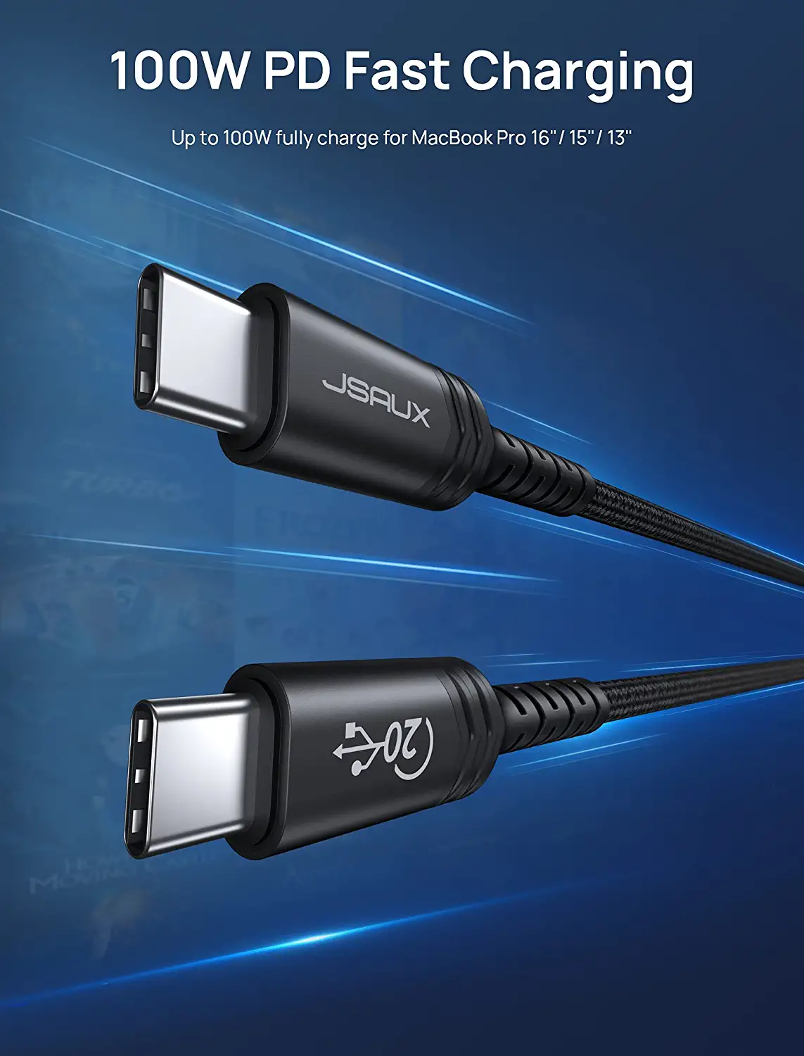 JSAUX Thunderbolt USB C Cable (2M).