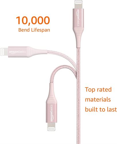 Amazon Basics iPhone Charger Cable, Nylon USB-A to Lightning