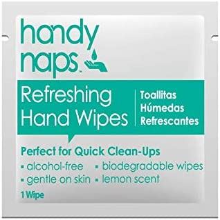 Handynaps Alcohol-Free Hand Wipes Case of 1000 Individually Wrapped Wipes With Fresh Lemon Scent And Gentle On The Skin
