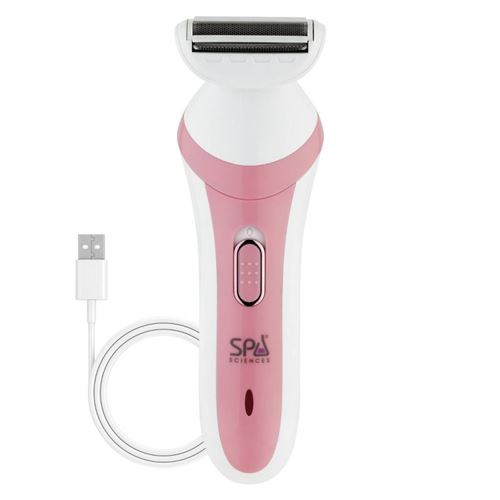 Spa Sciences Cordless Electric Lady Shaver and Bikini Trimmer Hair Removal - USB Rechargeable