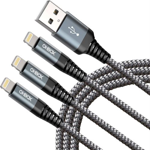 Ohbox-Heavy Duty 1.8 m 3Pack iPhone Charger Cable
