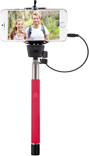 Vivitar VIV-TR-365-BLU Smartphone Selfie Wand with Built-In Shutter Release (Red)