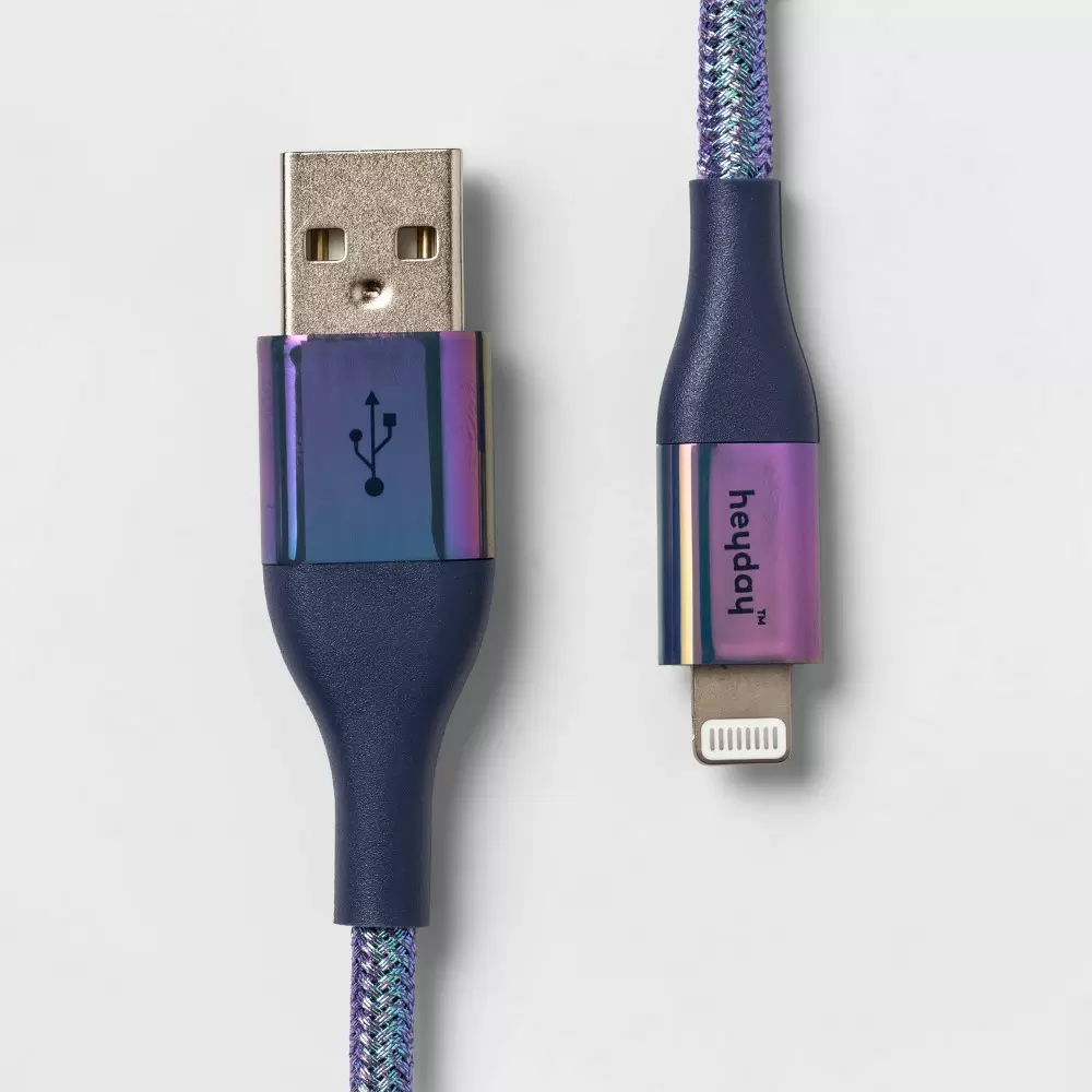 heyday™ 4' Lightning to USB-A Braided Cable - Dark Iridescent