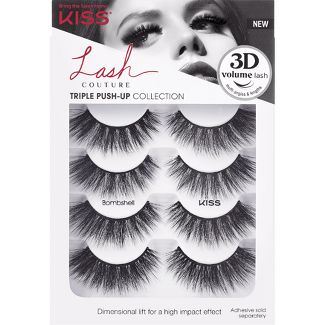 KISS Lash Couture Triple Push-Up Fake Eyelashes - Bombshell - 4 Pairs