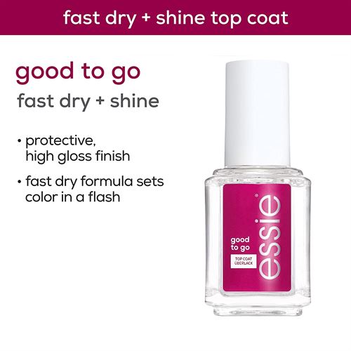 essie Good to Go Top Coat, Fast Dry + Shine Nail Polish, 0.46 Ounces